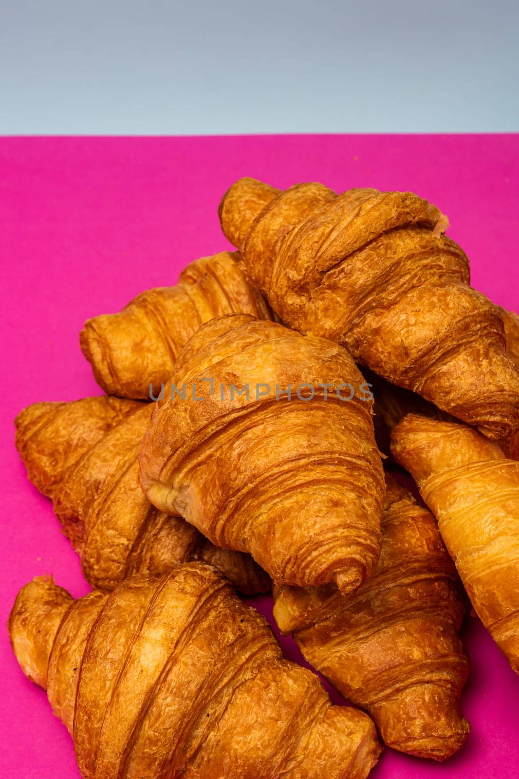 Delicious, fresh croissants. French breakfast concept