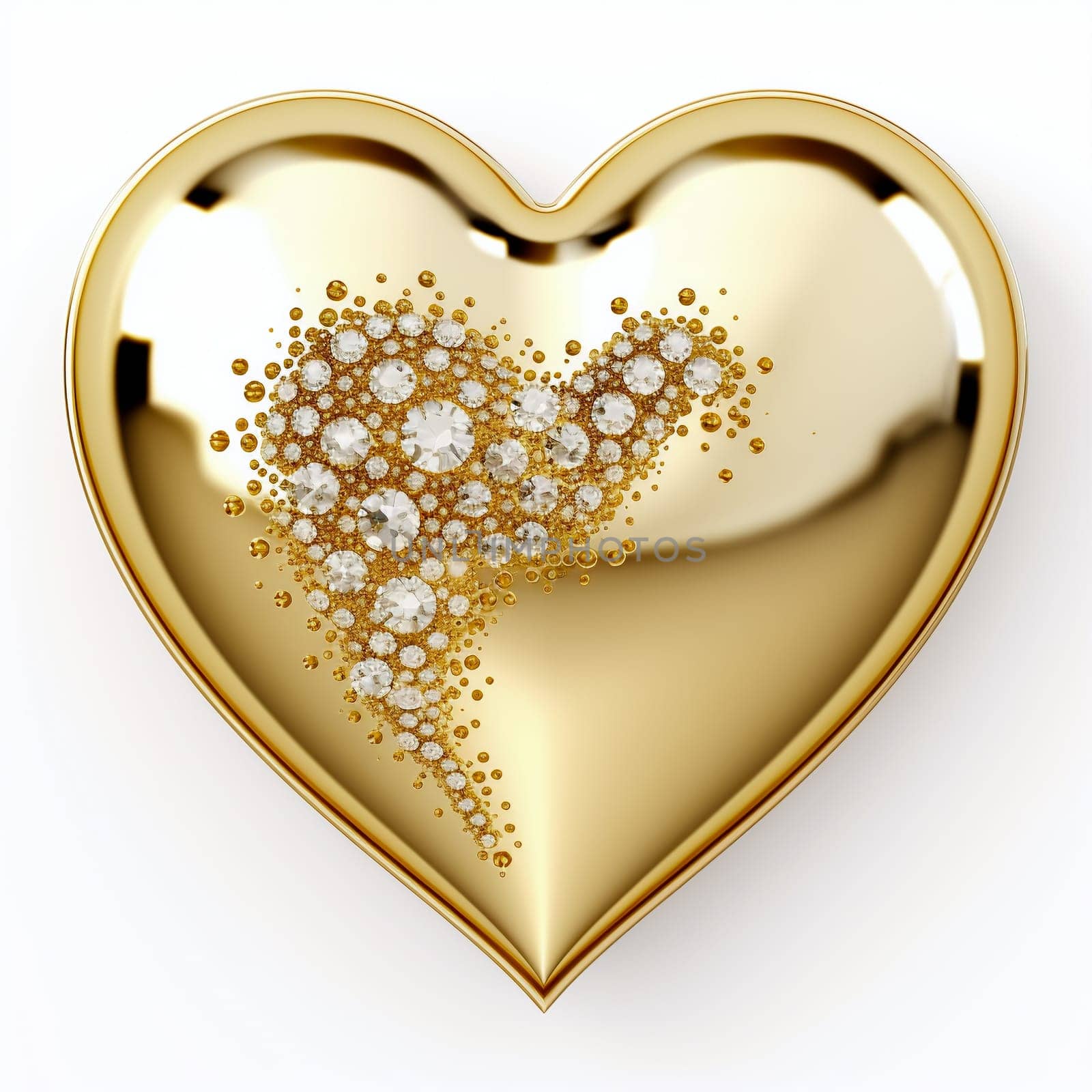 golden heart encrusted with glittering diamonds, evoking feelings of love and the luxury of romance by chrisroll