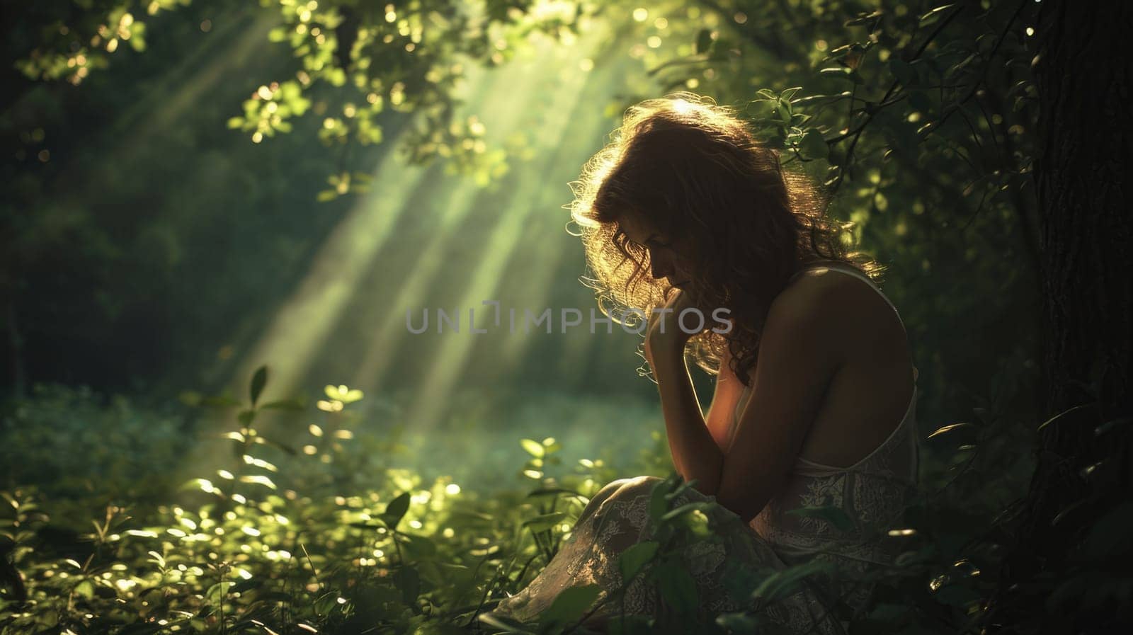 woman self love and green spring nature , beautiful pragma