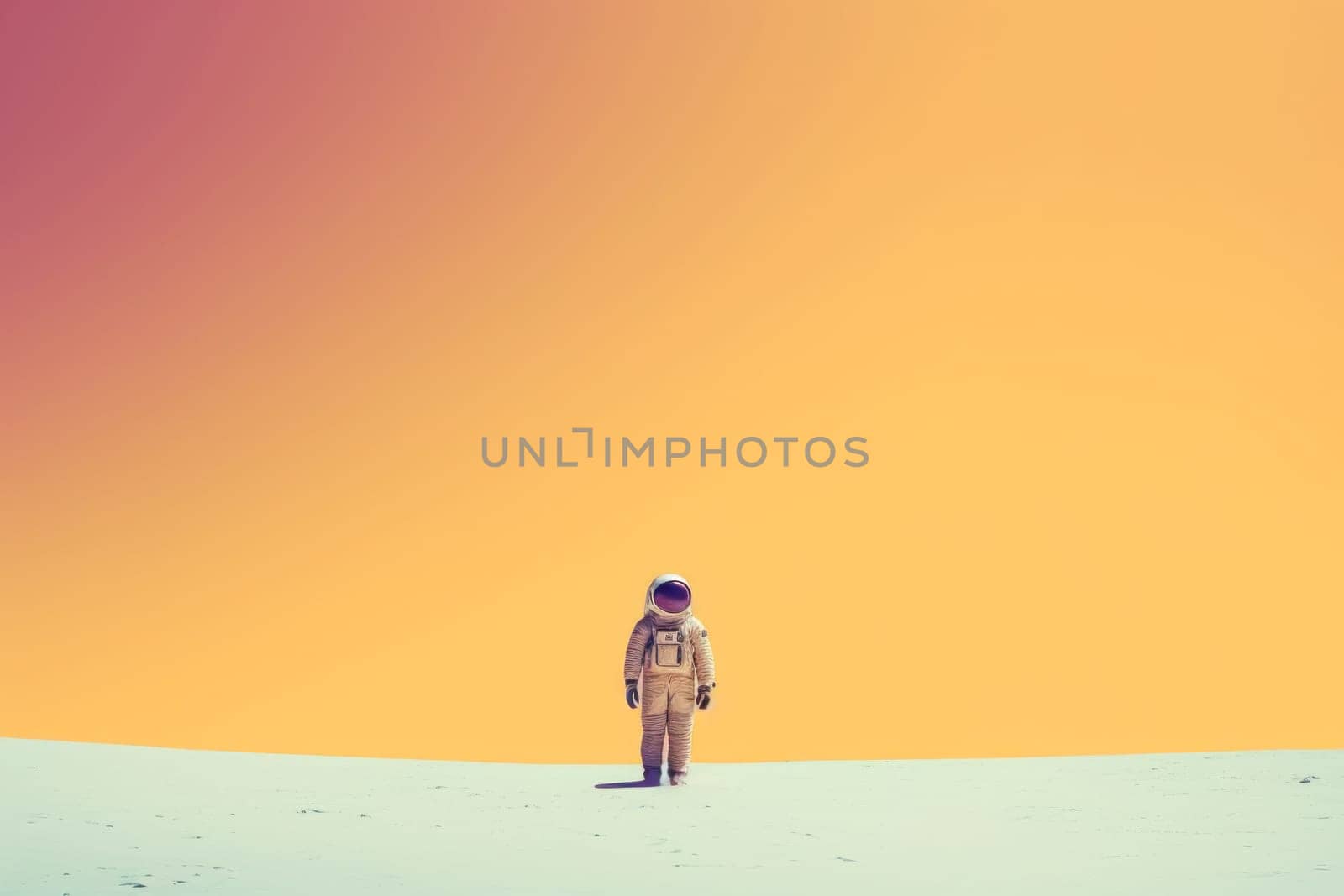 A lone astronaut stands against the backdrop of infinite cosmic solitude. Generative AI.