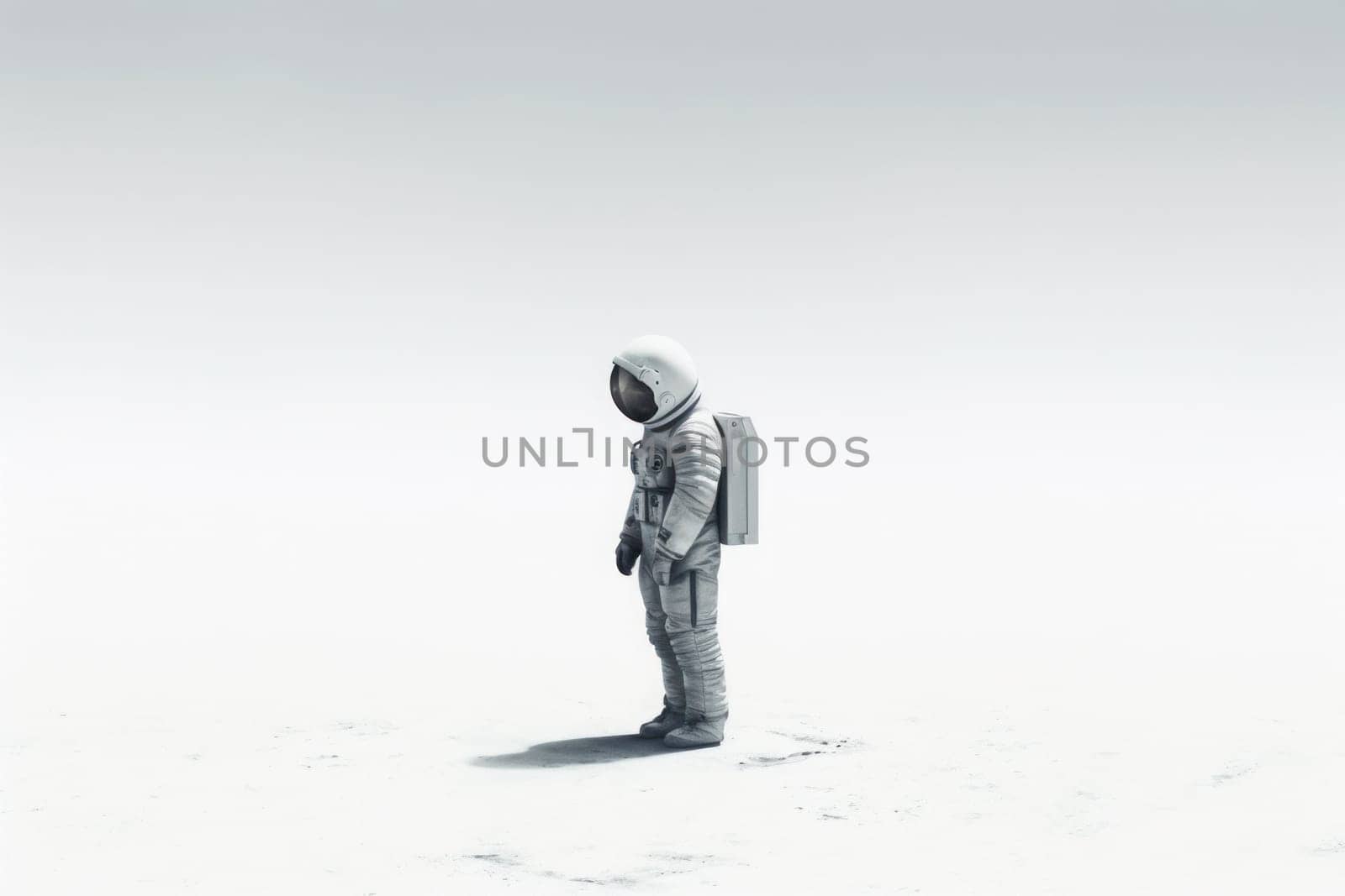 A lone astronaut stands against the backdrop of infinite cosmic solitude. Generative AI.
