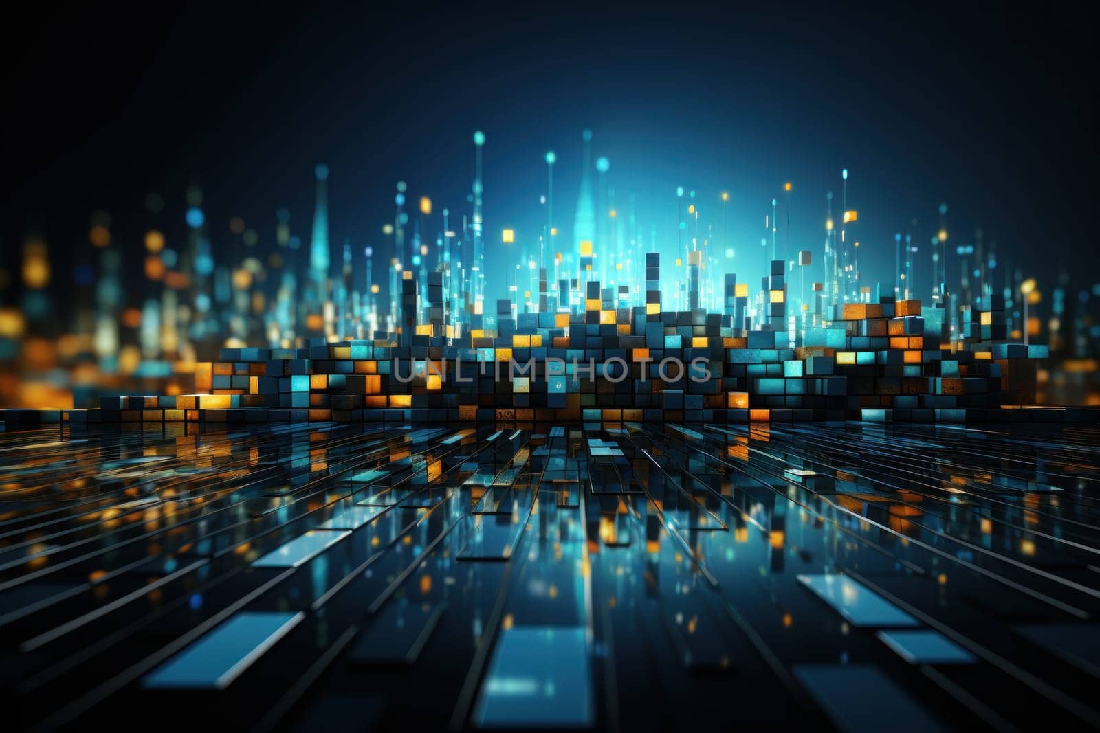 Financial news video background abstract, simple restrained light blues. Generative AI.