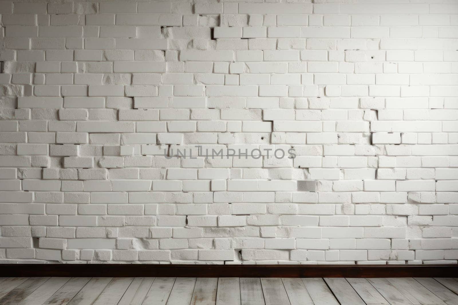 White brick wall studio background. Generative AI.
