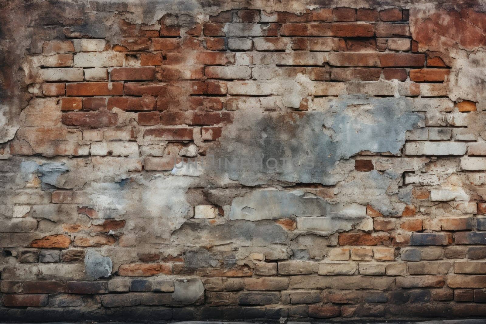 Flat texture of brick wall in a dirty. Generative AI.