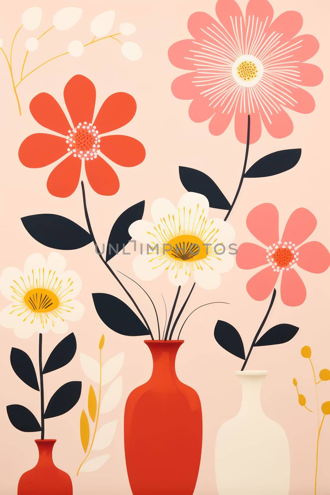 Floral Summer Garden: A Colorful Seamless Floral Pattern on Pastel Blue Background