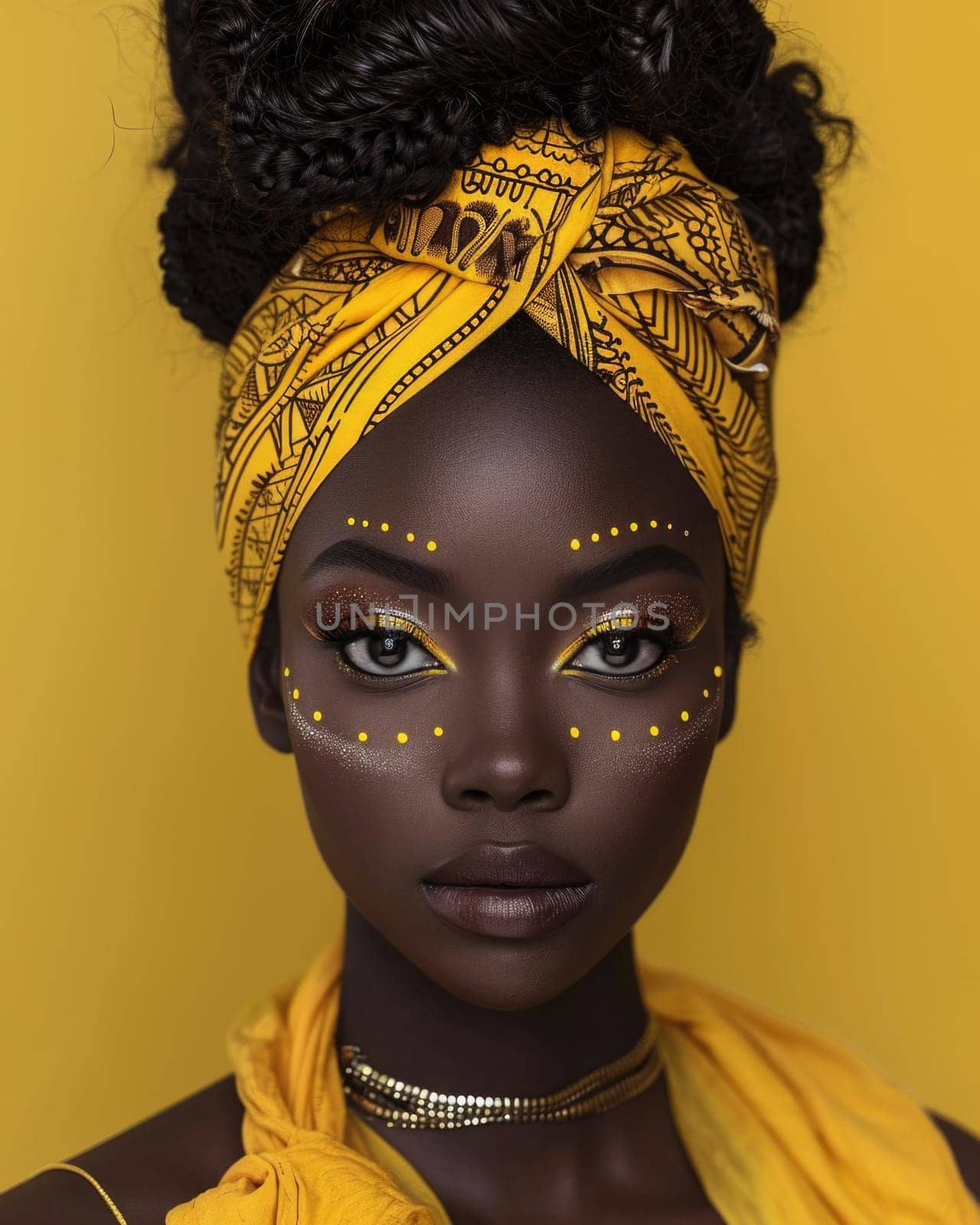African American woman with yellow headband in stylish look by Yurich32