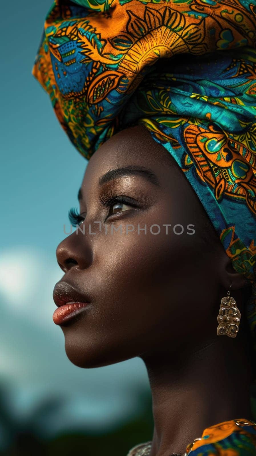 Portrait of an African American Woman in a Turban: The Beauty of Ethnic Fashion by Yurich32