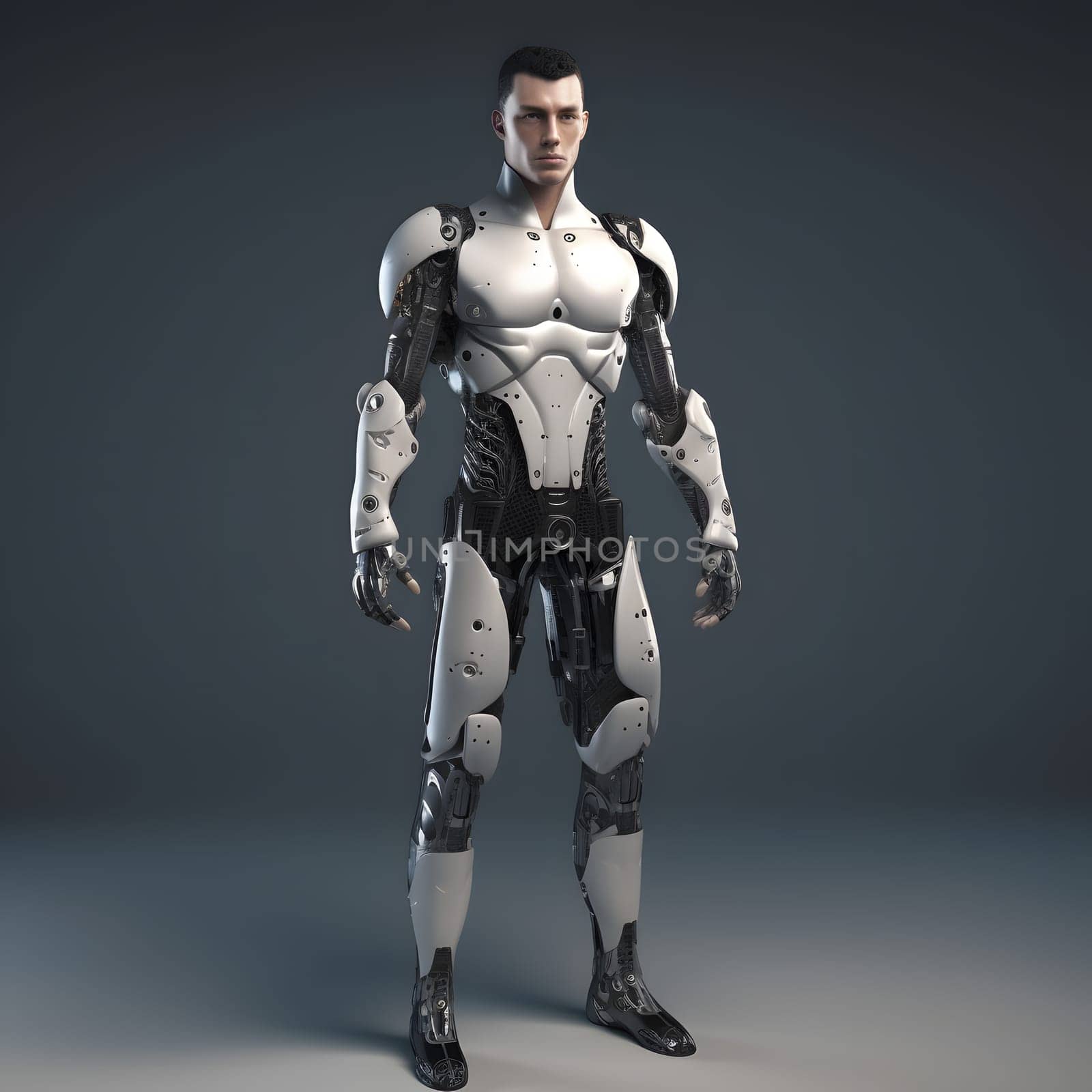 robot humanoid made of metal, generative ai. High quality photo