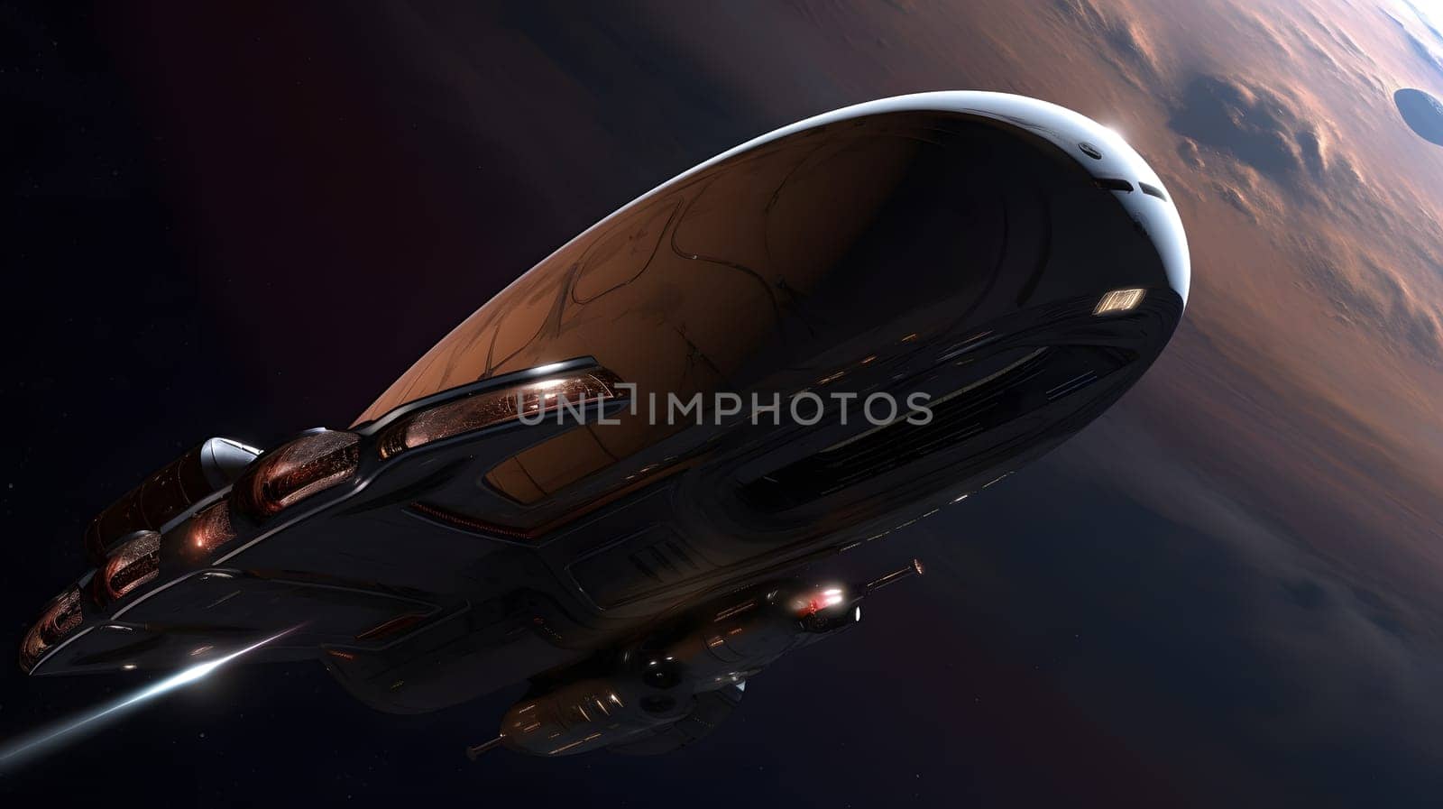 space ship for interplanetary travel in the space, generative ai. High quality photo