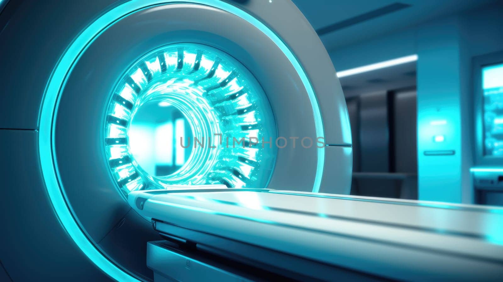 MRI machine, blurred medical background. Medical computed tomography by natali_brill
