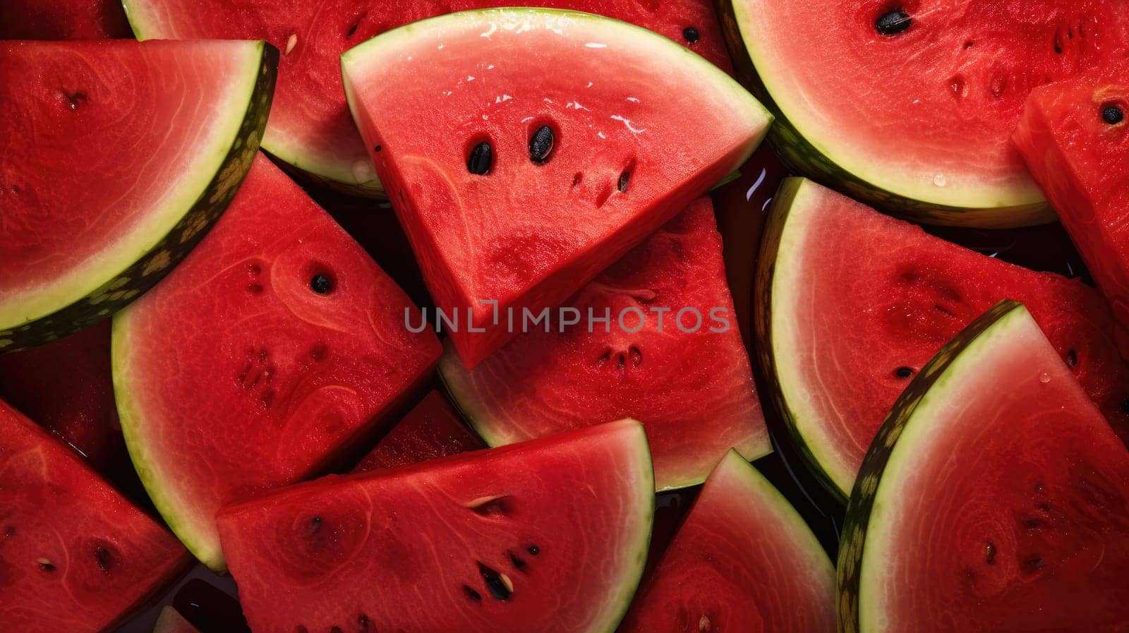 Fresh sliced watermelon as textured background AI