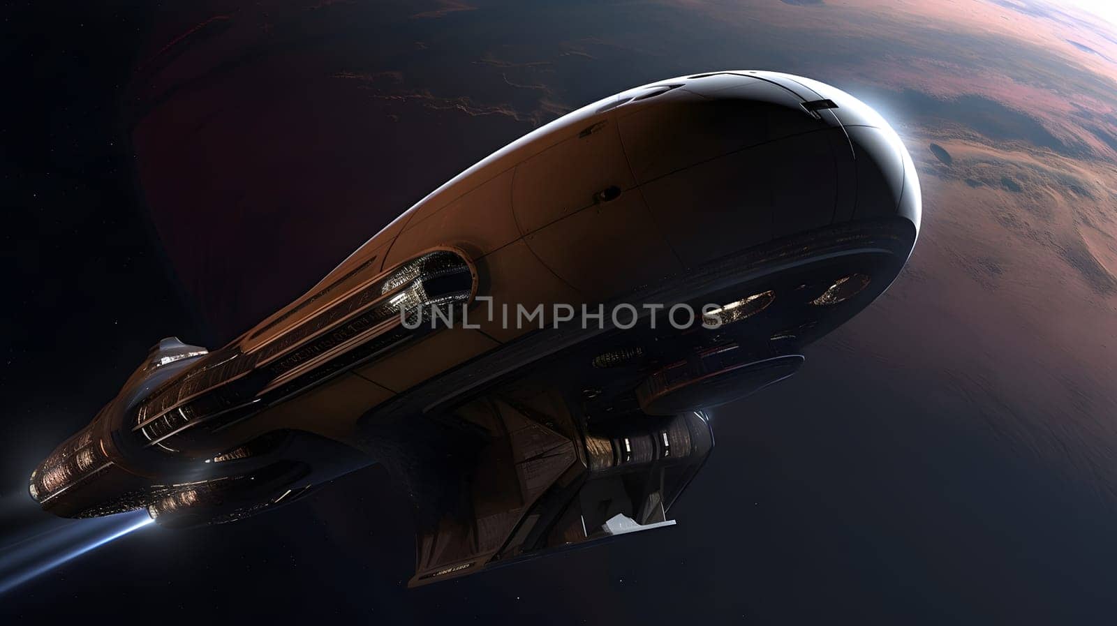 space ship for interplanetary travel in the space, generative ai. High quality photo