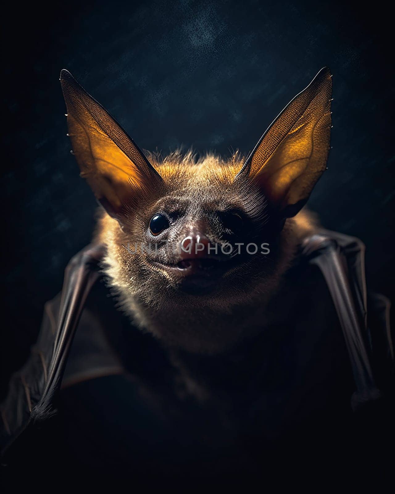 Close-up of a bat against a dark background