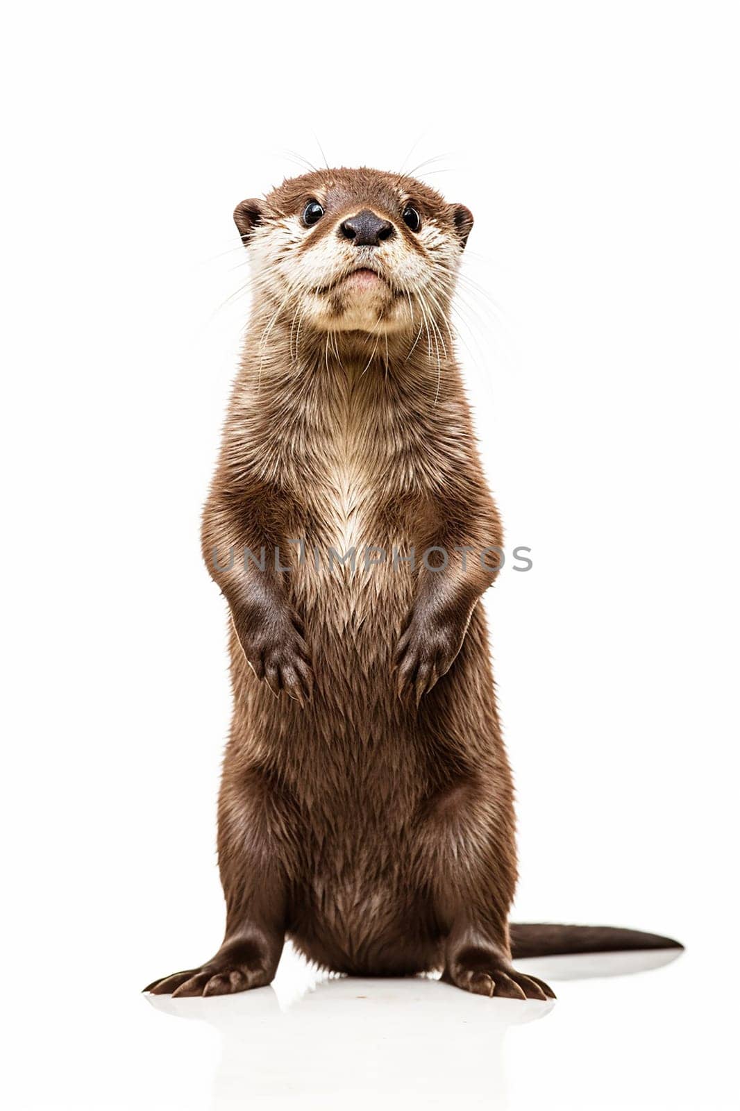 A cute and little otter photo on white background