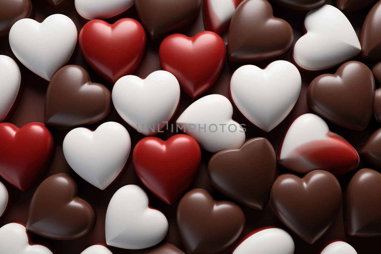 Romantic Love: Heart-shaped Candy on Red Valentine Background by Vichizh