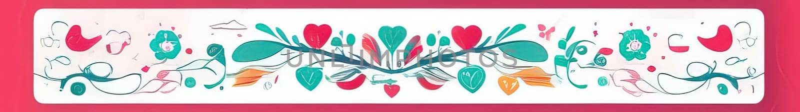 Valentines day flat abstract pink, azure hearts pastel background banner. Perfect for Valentines Day card, romantic themed design, voucher, greeting card, wrapping paper. Concept love. Copy space. by Angelsmoon