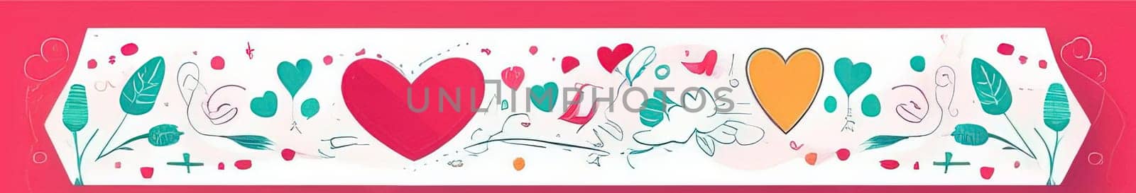 Valentines day flat abstract pink, azure hearts pastel background banner. Perfect for Valentines Day card, romantic themed design, voucher, greeting card, wrapping paper. Concept love. Copy space. by Angelsmoon