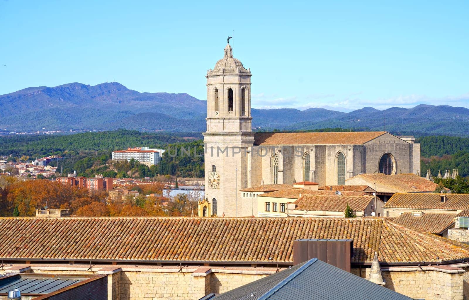 Spain. Catalonia. Coast of the Costa Brava. Gerona city view. Catedral de Santa Mar a de Girona. by aprilphoto