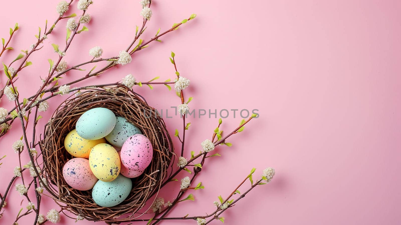 Happy Easter card and eggs. Selective focus. holiday Generative AI,