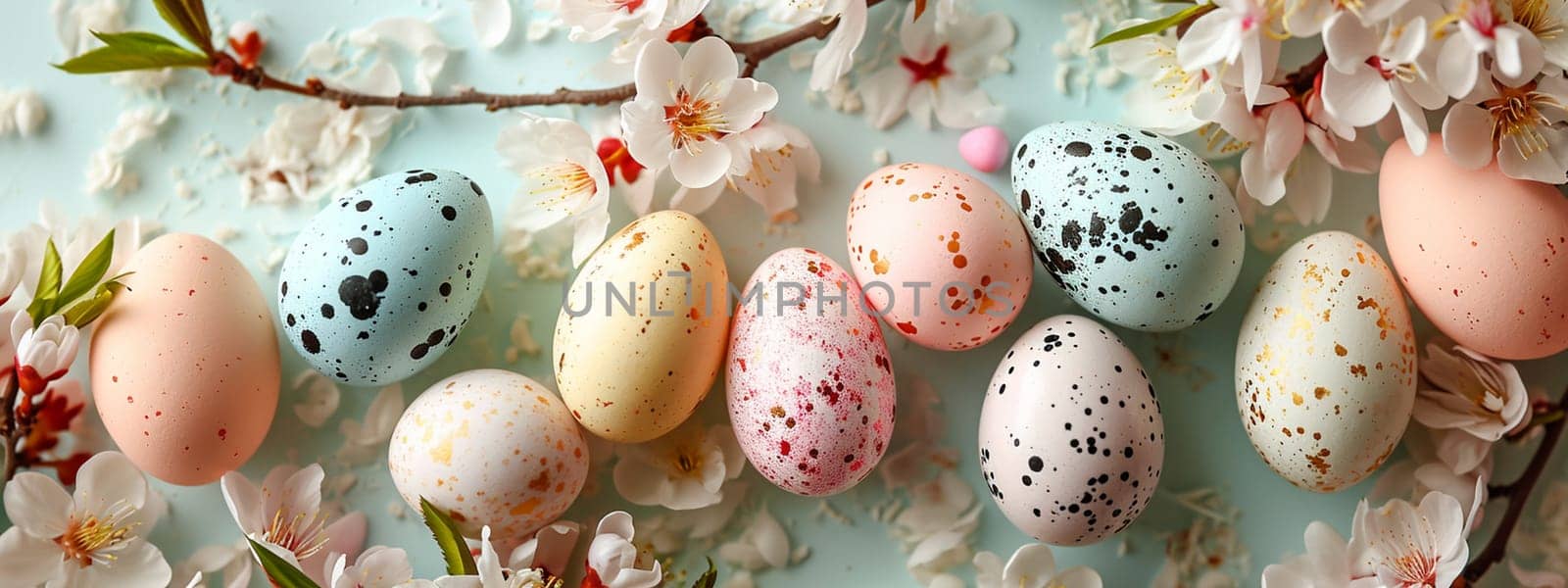 Happy Easter card and eggs. Selective focus. holiday Generative AI,