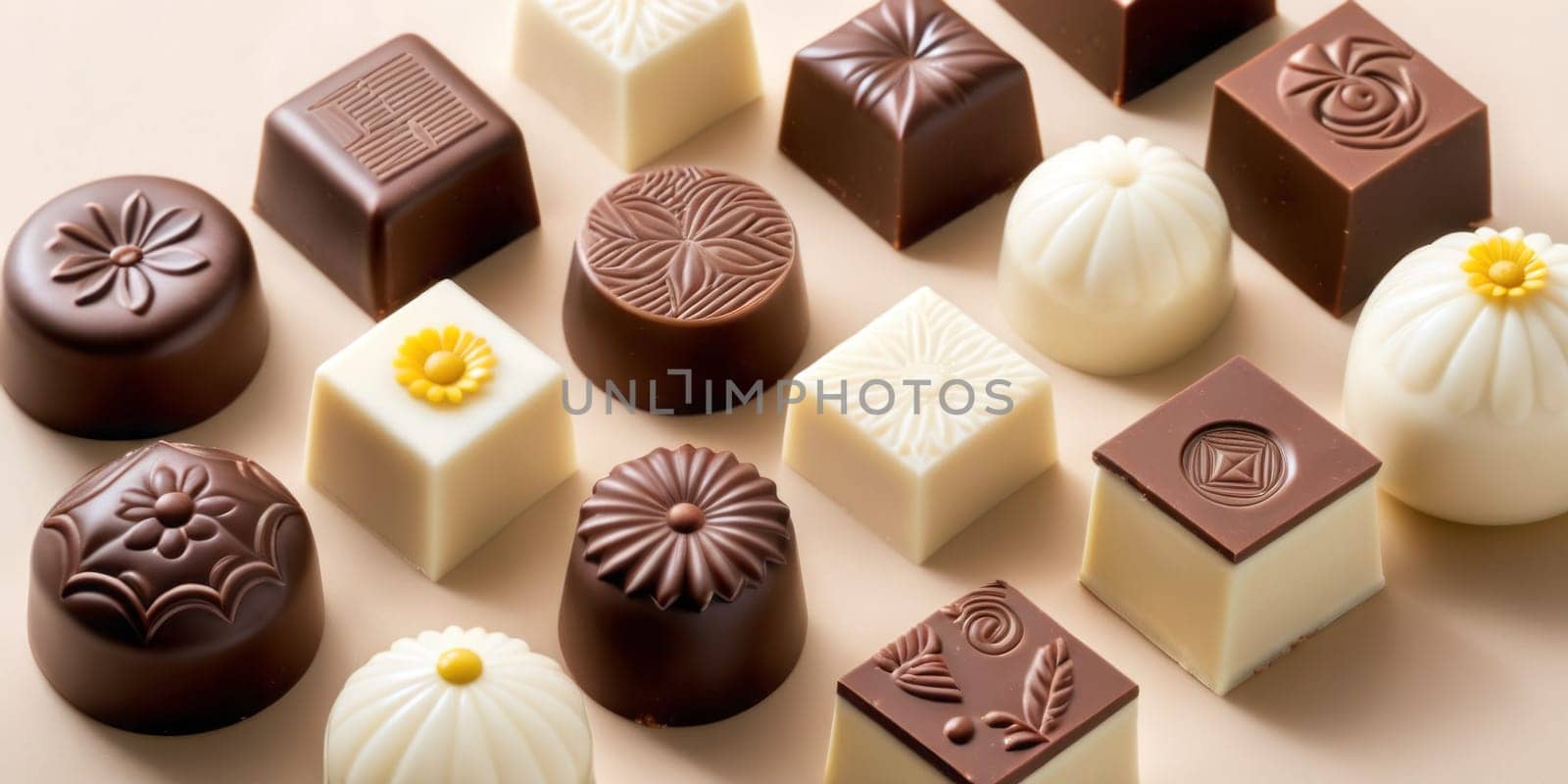 Assorted Chocolates with Various Shapes and Designs by nkotlyar