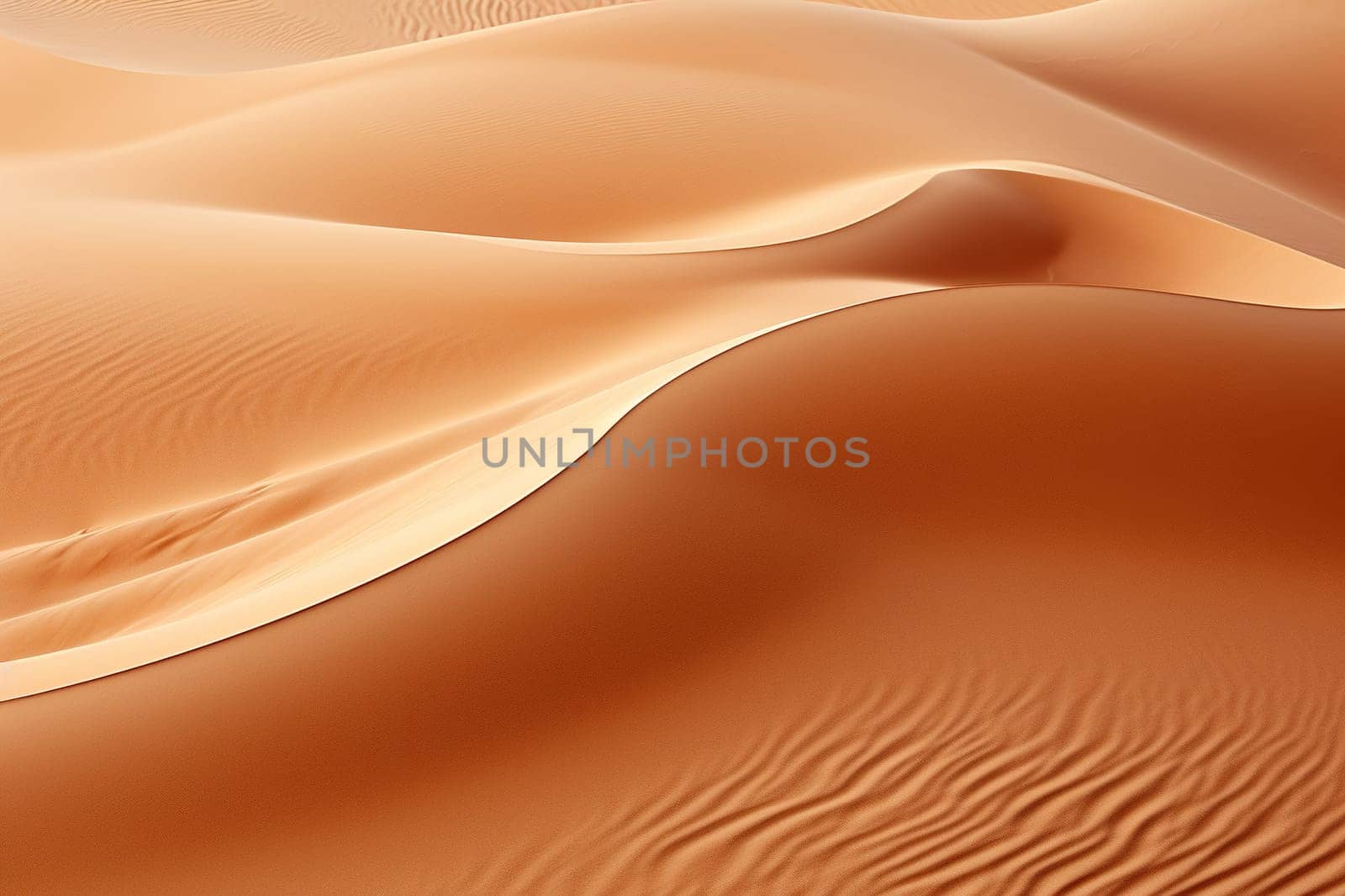 Wavy sand dunes in the desert. Generative AI by Vovmar