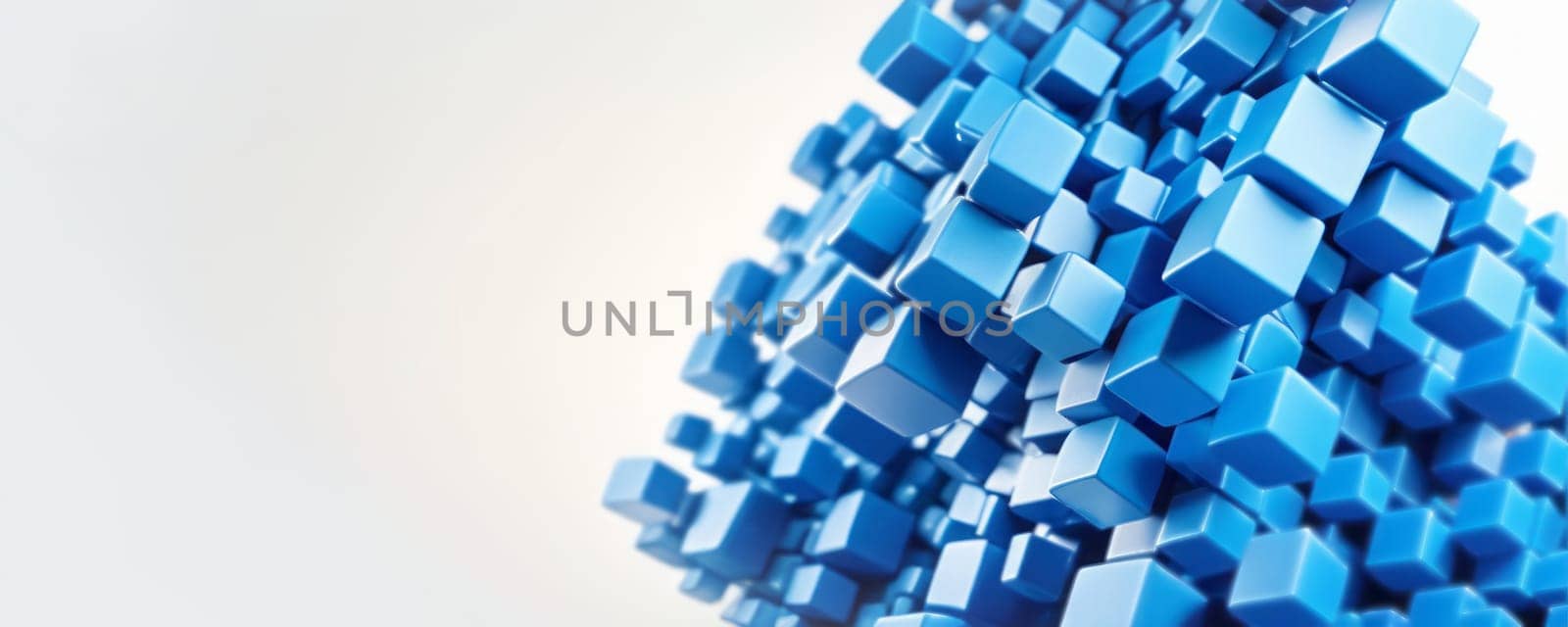 A Generative Art Image Of Cluster of 3D Blue Cubes by nkotlyar