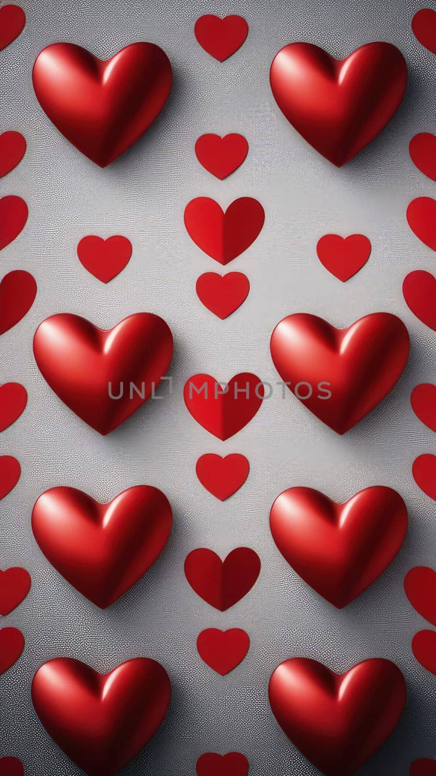 St. Valentines day, wedding vertical banner of red voluminous hearts. Use for love sale banner, voucher, wrapping paper.Concept love. Beautiful love hearts background for valentines day greeting card by Angelsmoon
