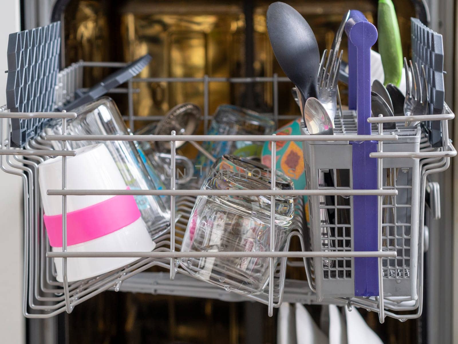 Open dishwasher with clean dishes. by Andre1ns
