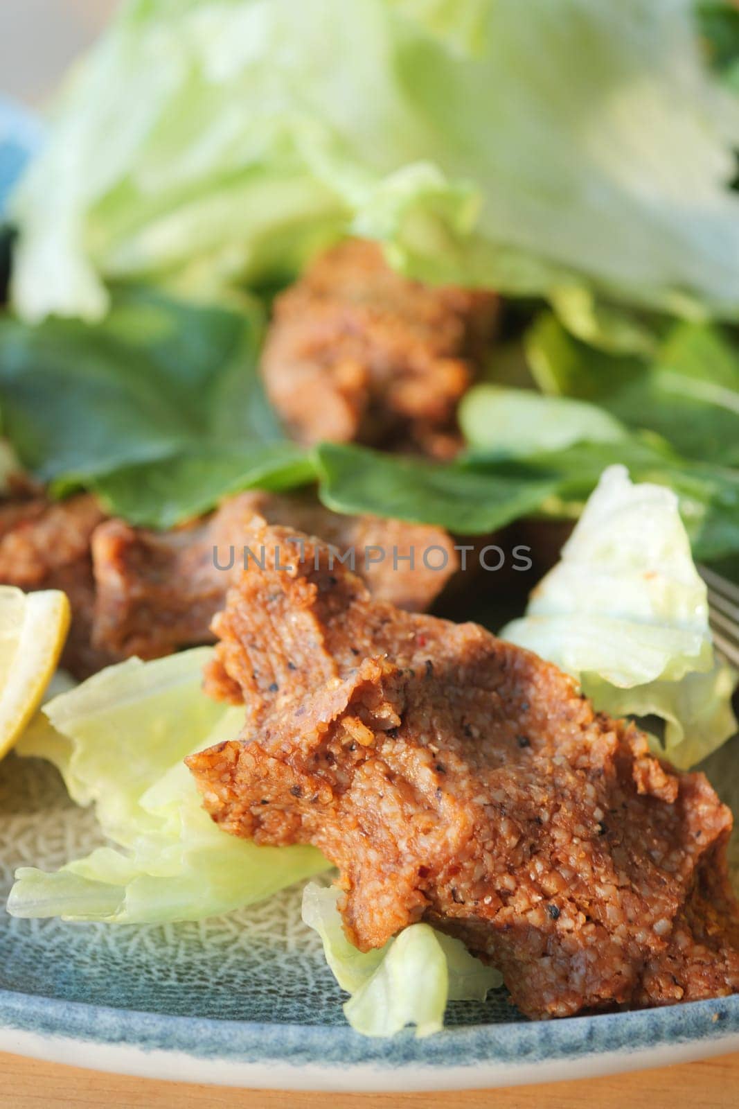 Raw meatballs or cig kofte. Traditional Turkish cuisine delicacies