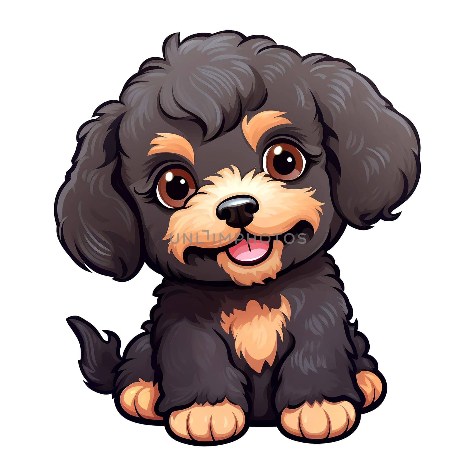 Cute cartoon dog. Sticker Clipart. AI generated. by AndreyKENO