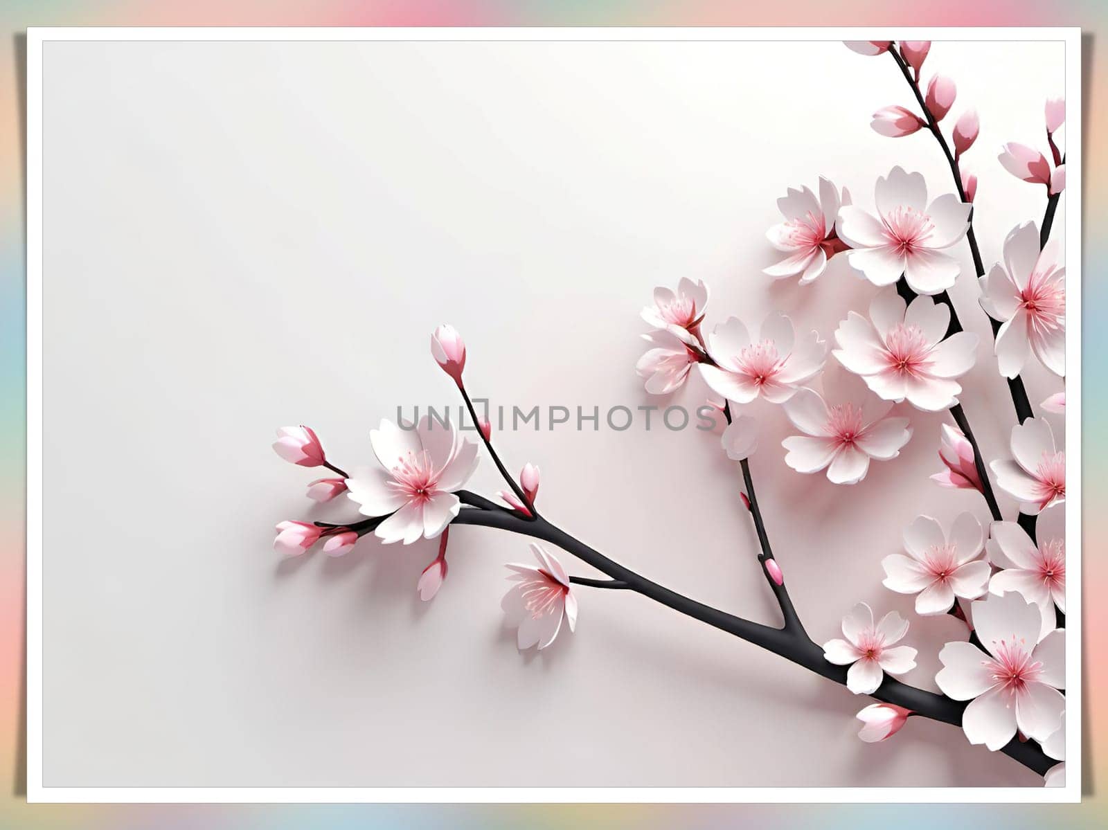 Cherry blossom on background with copy space for your text.Cherry blossom background with place for your text, vector illustration.Blossoming branch of cherry on a pastel background.Cherry blossom flowers on background.