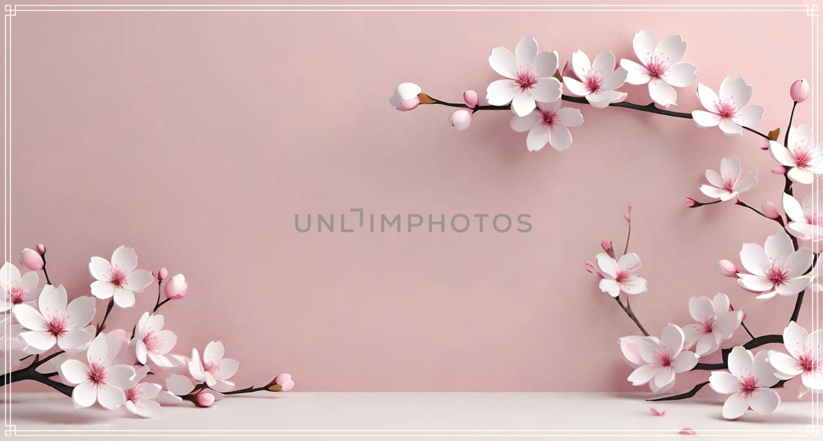 Cherry blossom on background with copy space for your text.Cherry blossom background with place for your text, vector illustration.Blossoming branch of cherry on a pastel background.Cherry blossom flowers on background.