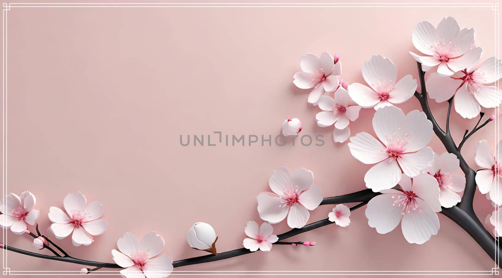 Cherry blossom on background with copy space for your text.Cherry blossom background with place for your text, vector illustration.Blossoming branch of cherry on a pastel background.Cherry blossom flowers on background.
