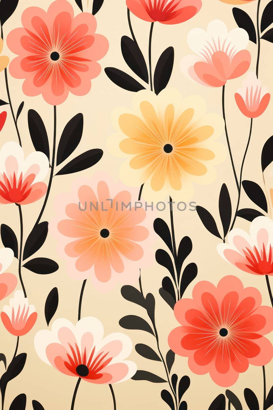 Floral Wallpaper: A Seamless Pattern of Delicate Flowers on a Vintage Textile Background by Vichizh