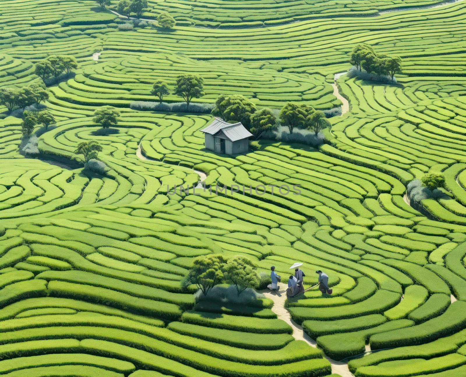 Asia's Bountiful Bliss: Lush Rice Terraces Embracing Majestic Mountains and Vibrant Green Valleys by Vichizh