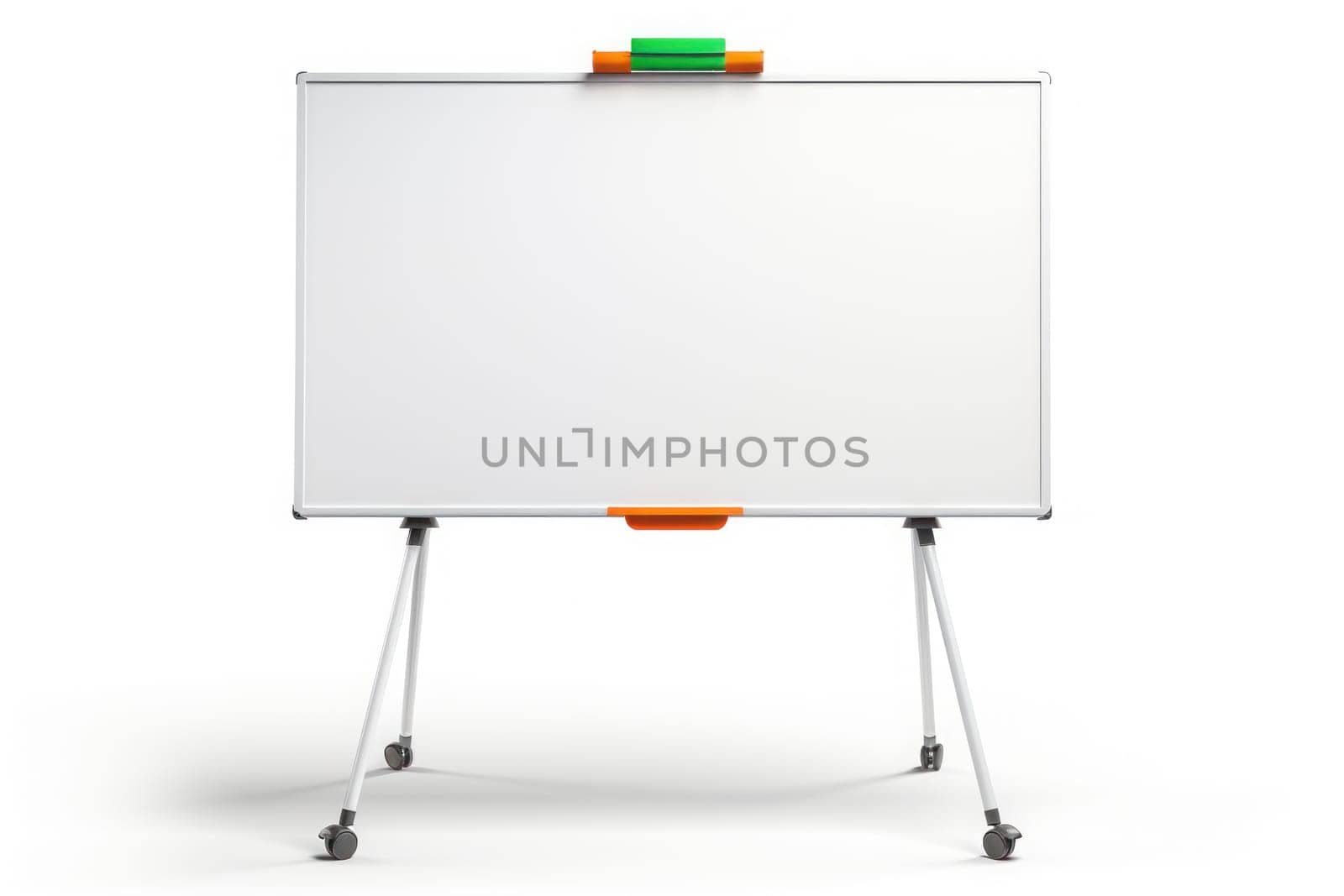 White meeting white board stand. Generative AI.