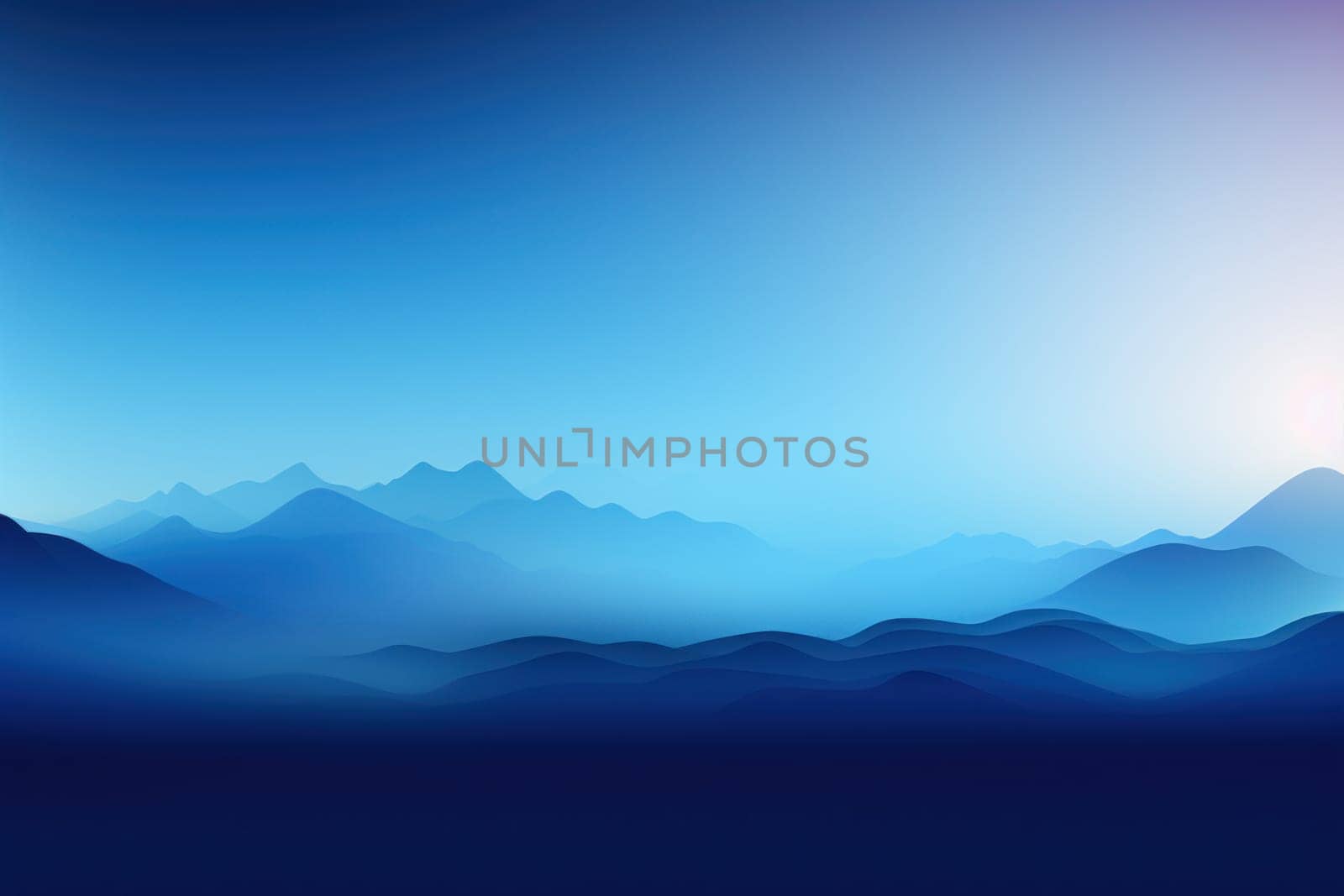 Dark Blue and blue unreal gradient soft background Borderless sense. Generative AI.