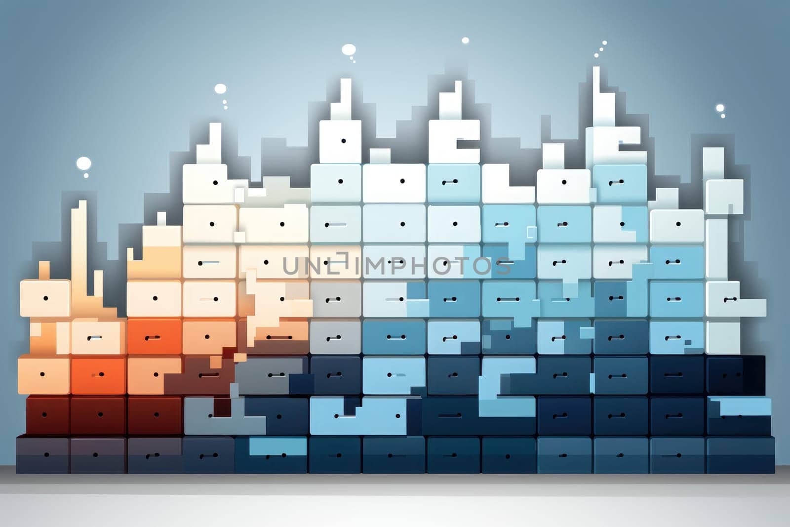 A wall walling ,flat Animation for textbook, colors shades of light blue. Generative AI.