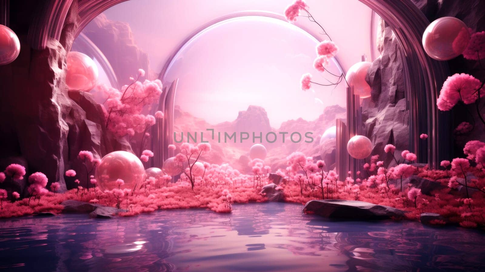 Surreal Pink Alien Landscape by ugguggu