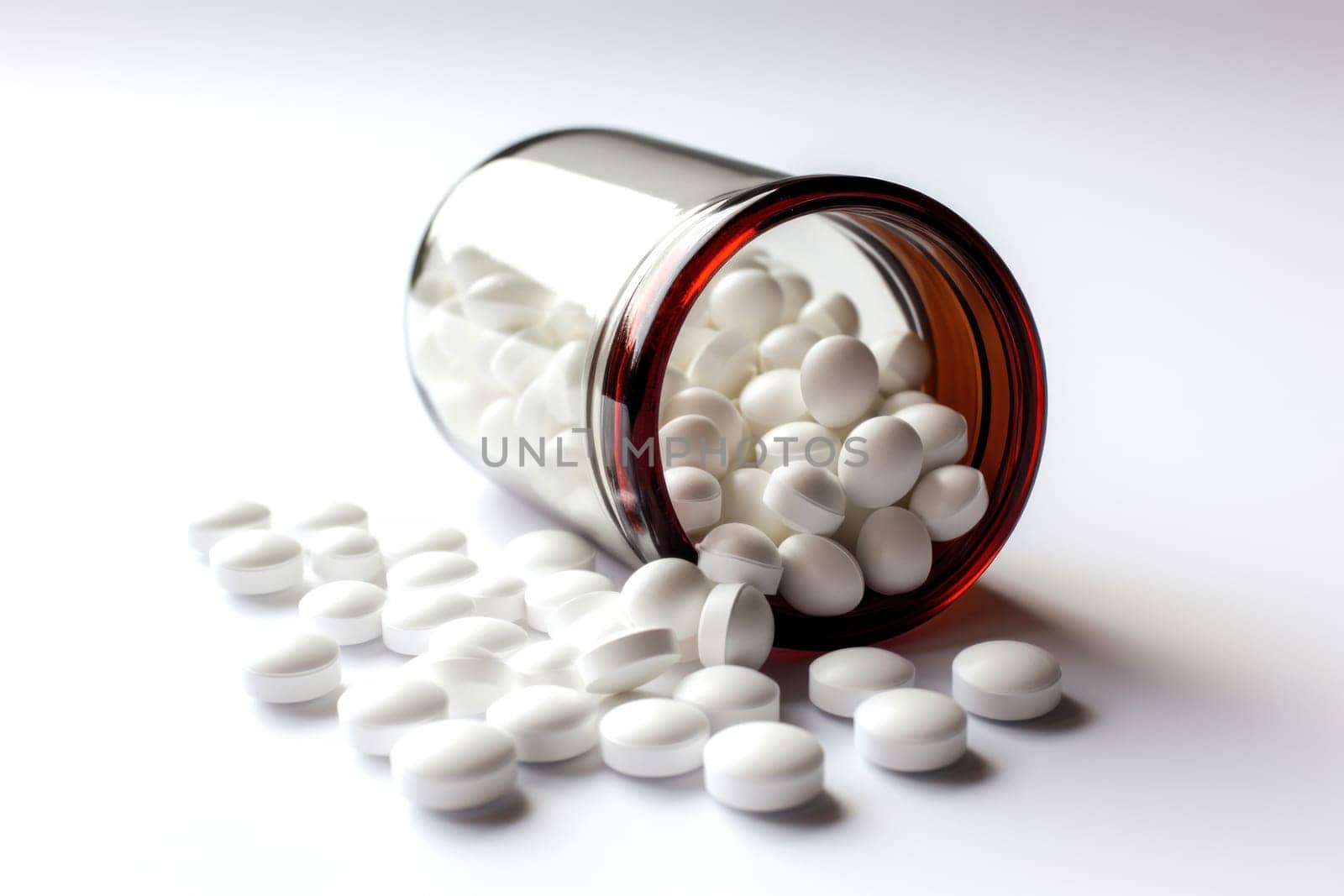 Spilled Medication Pills from Glass Bottle by ugguggu