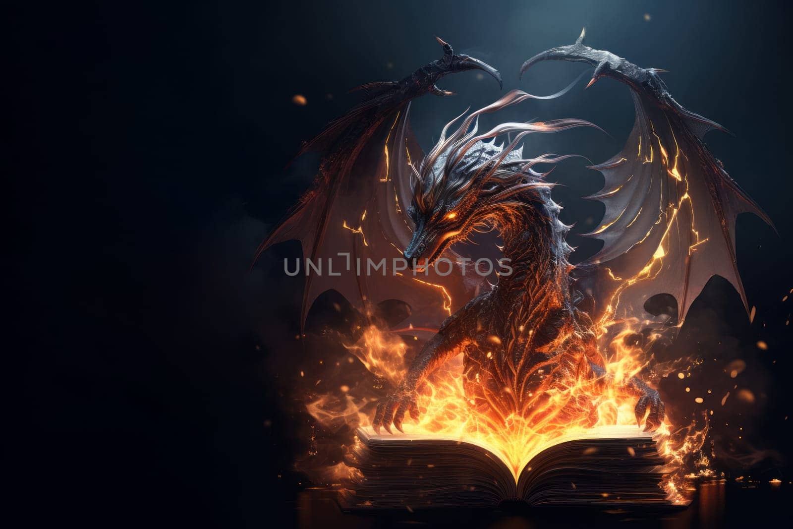 Fiery Dragon Emerging from Book by ugguggu