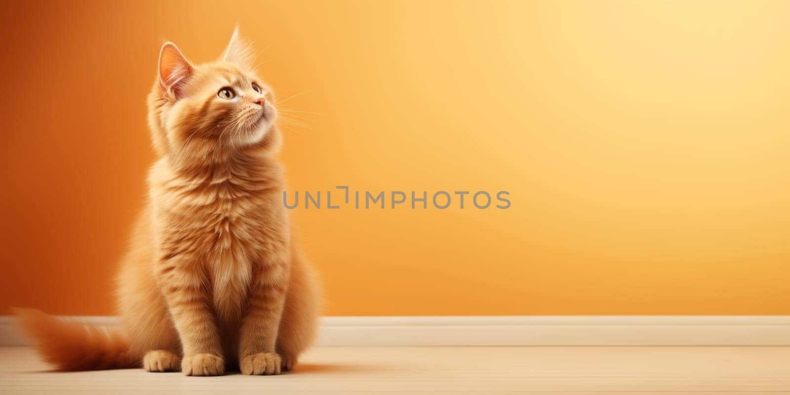 Ginger cat on soft color background, high quality, Octane render. Generative AI.