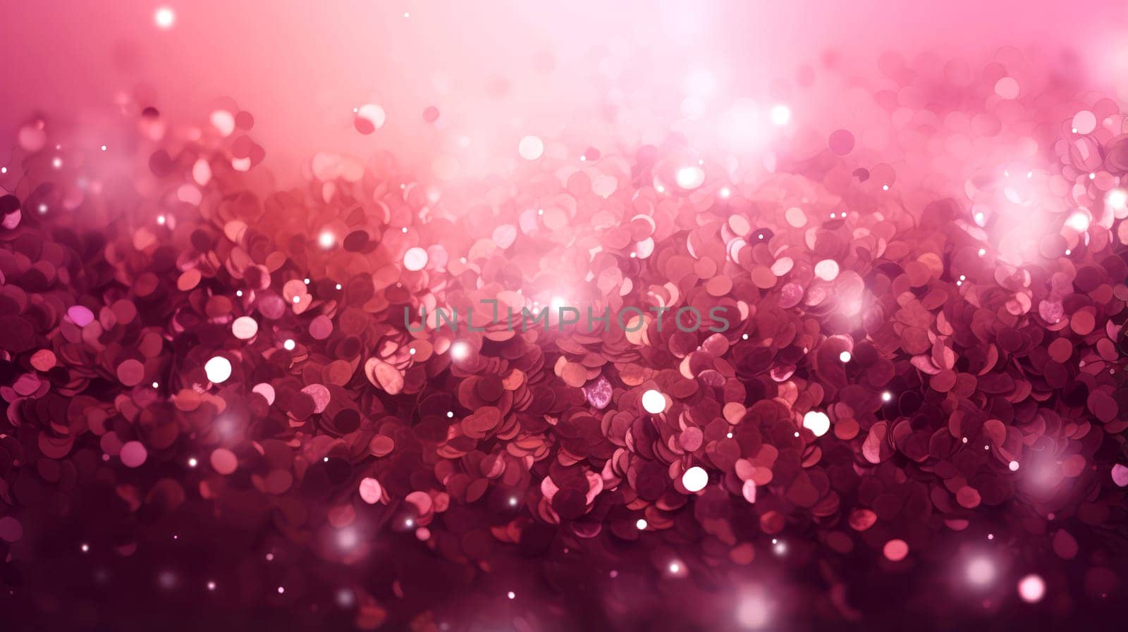 A vibrant display of sparkling pink confetti with bokeh effect