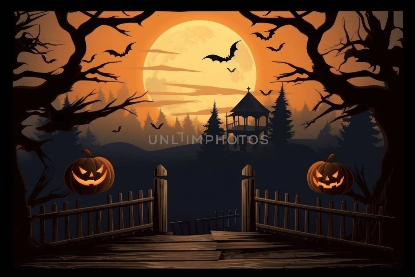 Halloween orange pumpkin empty space Background. Generative AI.