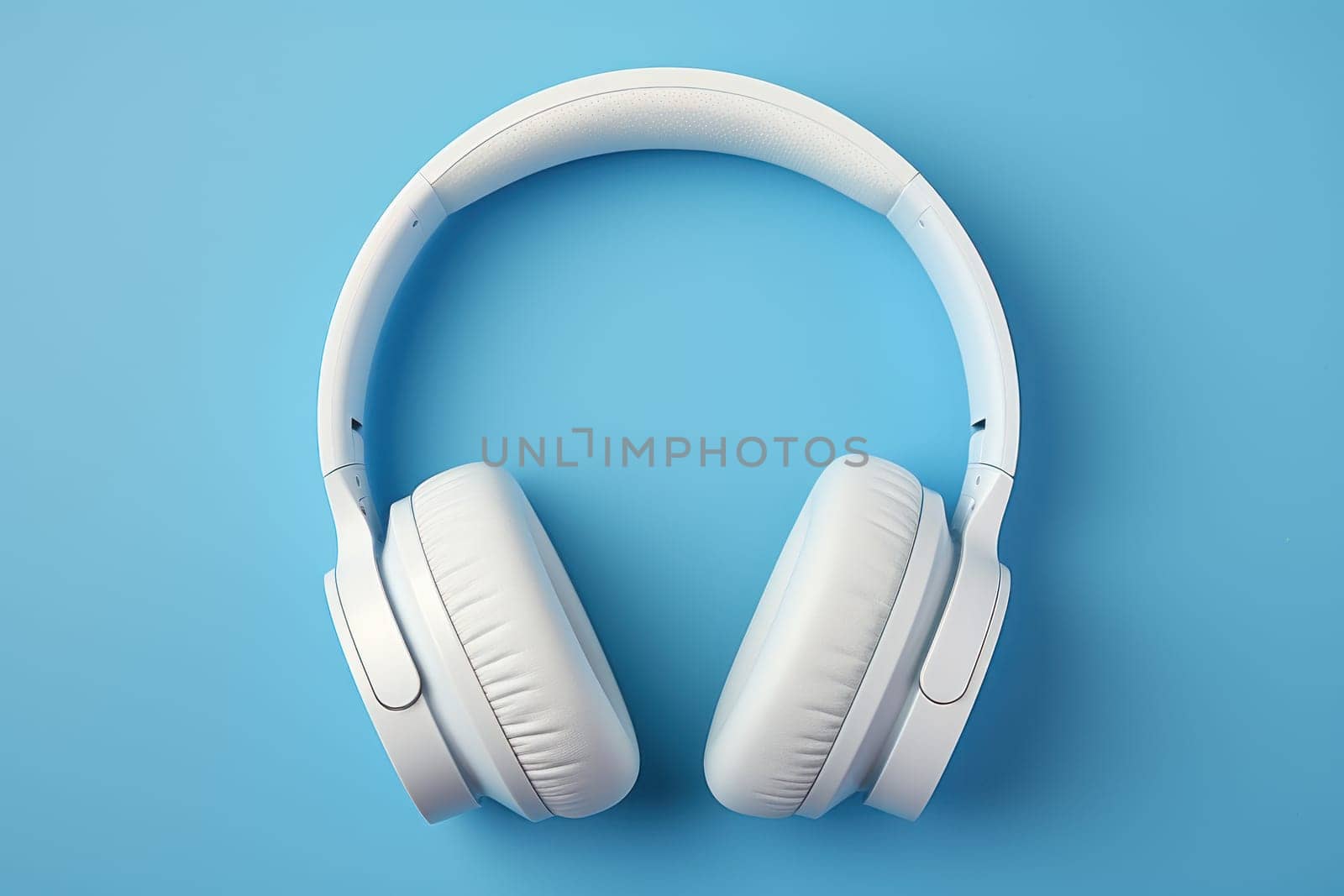 White headphones on a multicolored background. Generative AI by golfmerrymaker
