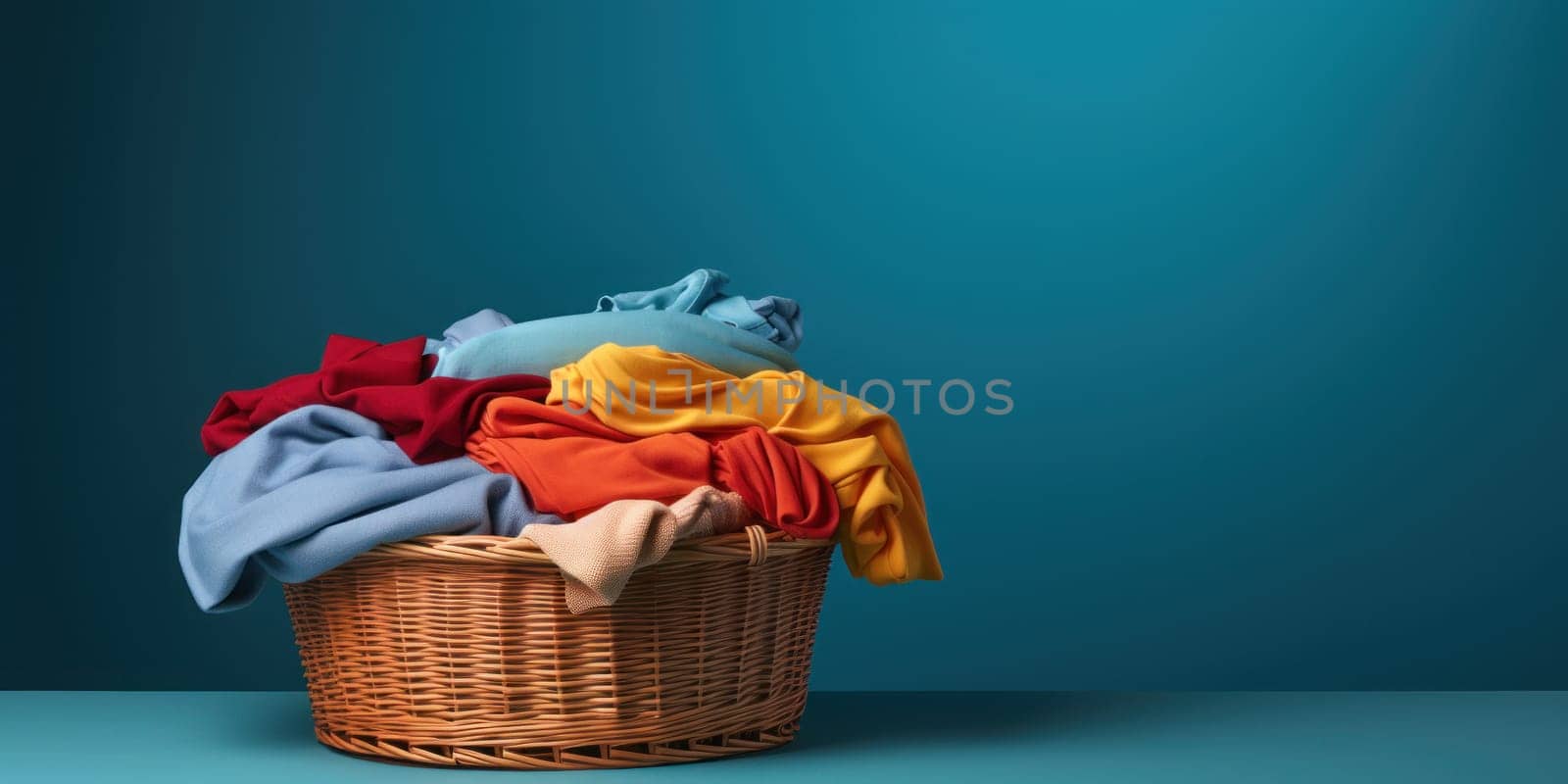 Colorful clothes basket distinctive realistic lighting. Generative AI by golfmerrymaker