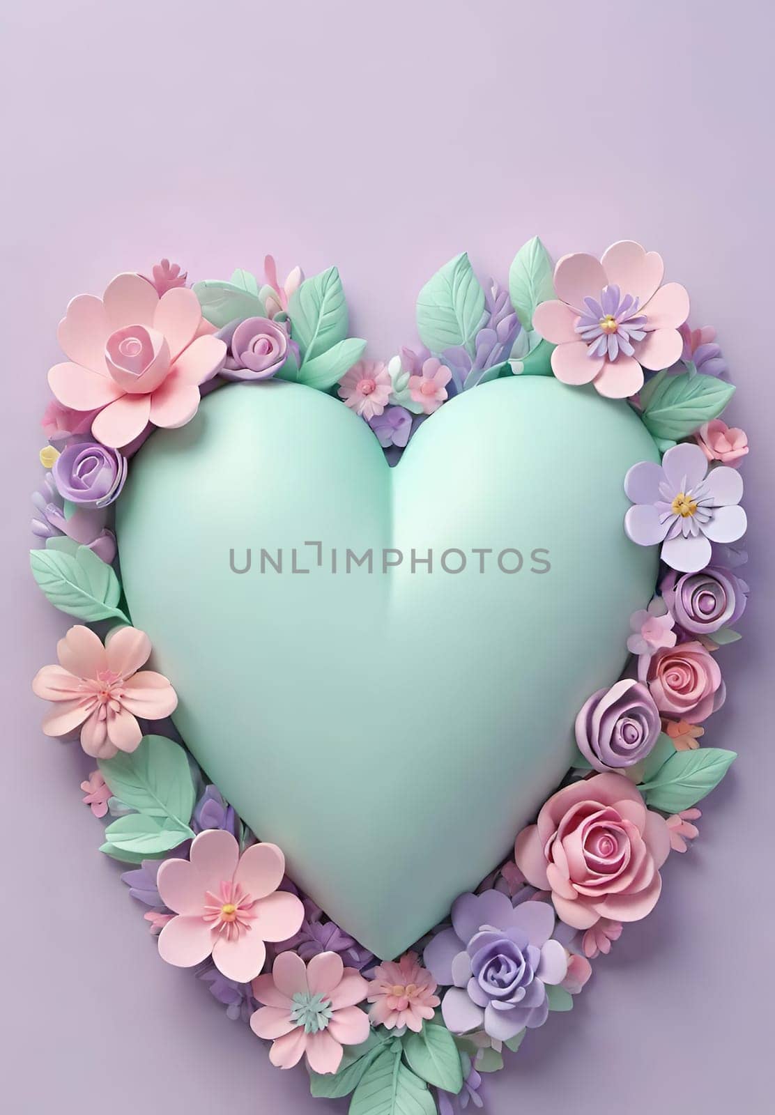 Valentine's Day background with hearts .Pastel colors.Valentine's day greeting card with heart.Minimal Valentine's Day concept. 3D rendering.Valentine's Day greeting card with hearts in pastel colors.Minimal love concept.Computer digital drawing.