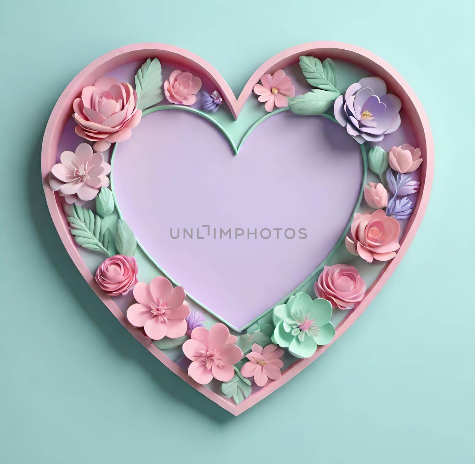 Valentine's Day background with hearts .Pastel colors.Valentine's day greeting card with heart.Minimal Valentine's Day concept. 3D rendering.Valentine's Day greeting card with hearts in pastel colors.Minimal love concept.Computer digital drawing.