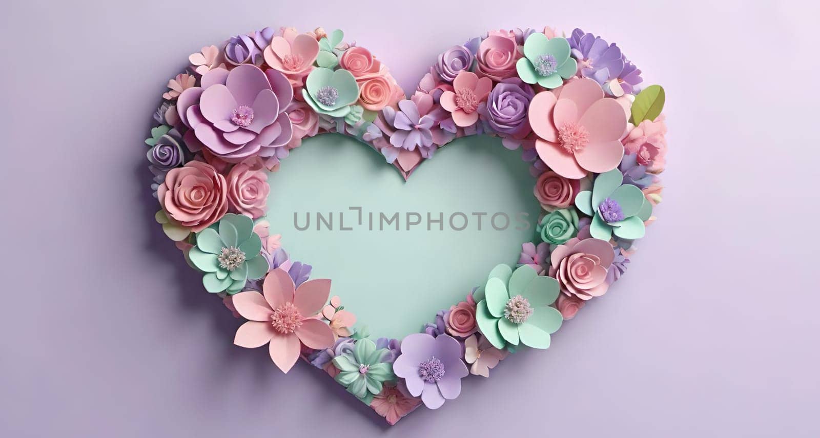 Valentine's Day background with hearts .Pastel colors.Valentine's day greeting card with heart.Minimal Valentine's Day concept. 3D rendering.Valentine's Day greeting card with hearts in pastel colors.Minimal love concept.Computer digital drawing.